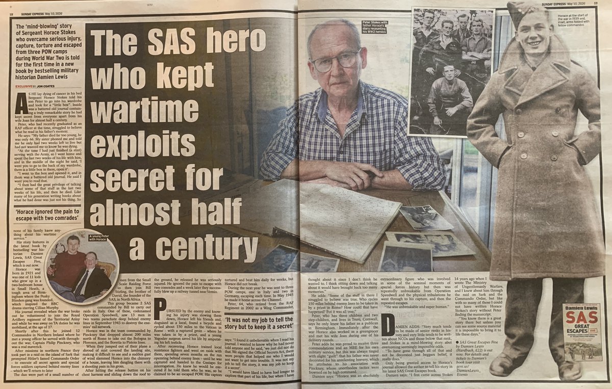 authordlewis's tweet photo. Breaking news - great to see this in today's papers @MattNixson @joncoates73  SAS hero Sgt Horace Stokes "mind-blowing" story is one of five such tales revealed in full in my new book, SAS Great Escapes 5. Link here: https://t.co/vhEITWYyzK https://t.co/LOjMtpACso
