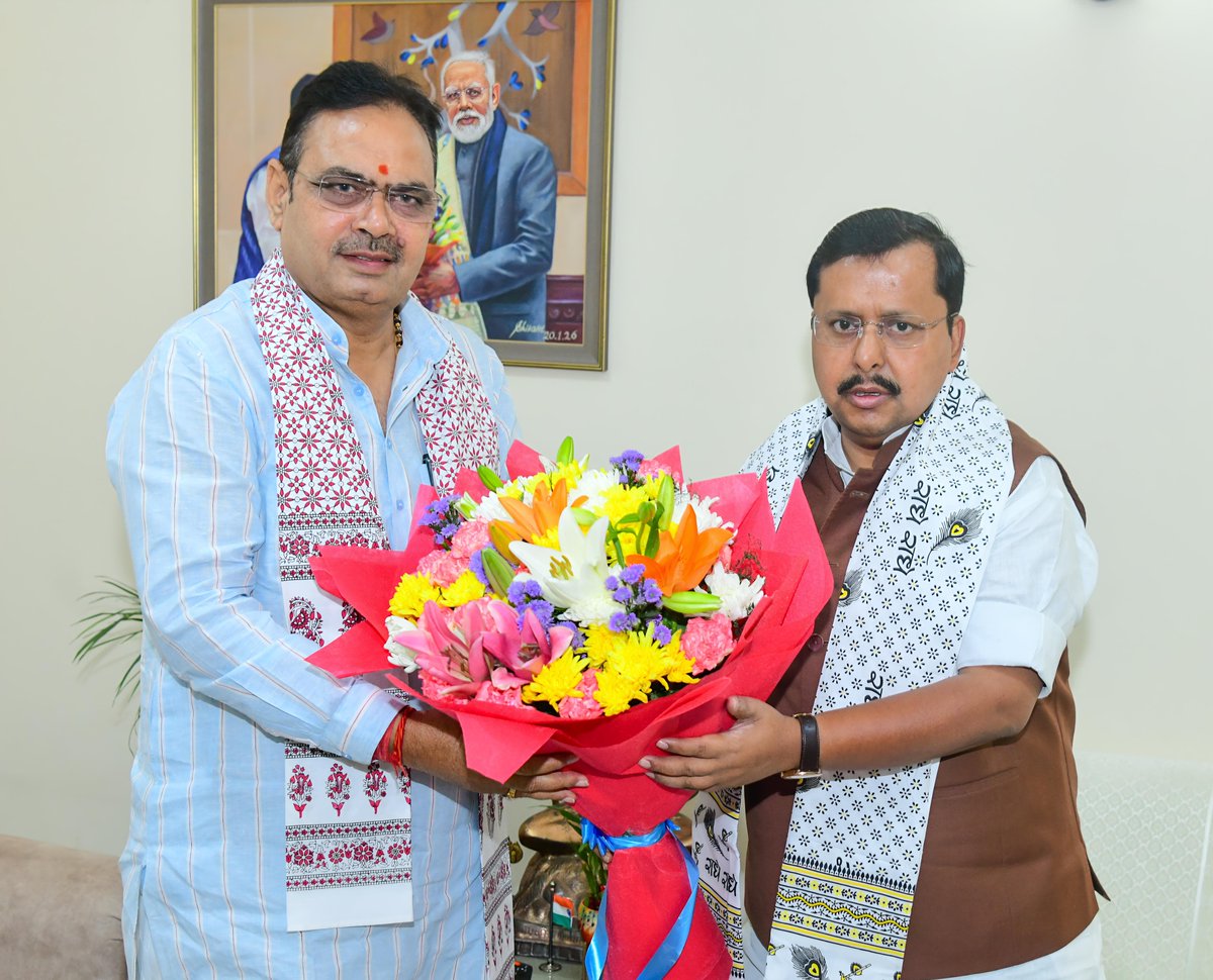 BhajanlalBjp's tweet photo. आज नई दिल्ली में माननीय राष्ट्रीय अध्यक्ष श्री @NitinNabin जी से आत्मीय भेंट कर, हाल ही में संपन्न हुए विधानसभा चुनावों में भारतीय जनता पार्टी की ऐतिहासिक विजय पर हार्दिक बधाई दी। 

इस अवसर पर संगठन के सुदृढ़ीकरण एवं आगामी कार्यक्रमों को लेकर विस्तृत एवं सार्थक चर्चा हुई। https://t.co/Ezz9FZxqbt