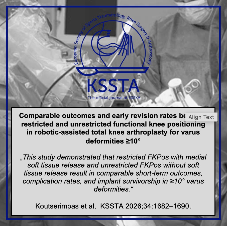 Knee Surgery, Sports Traumatology, Arthroscopy tweet media