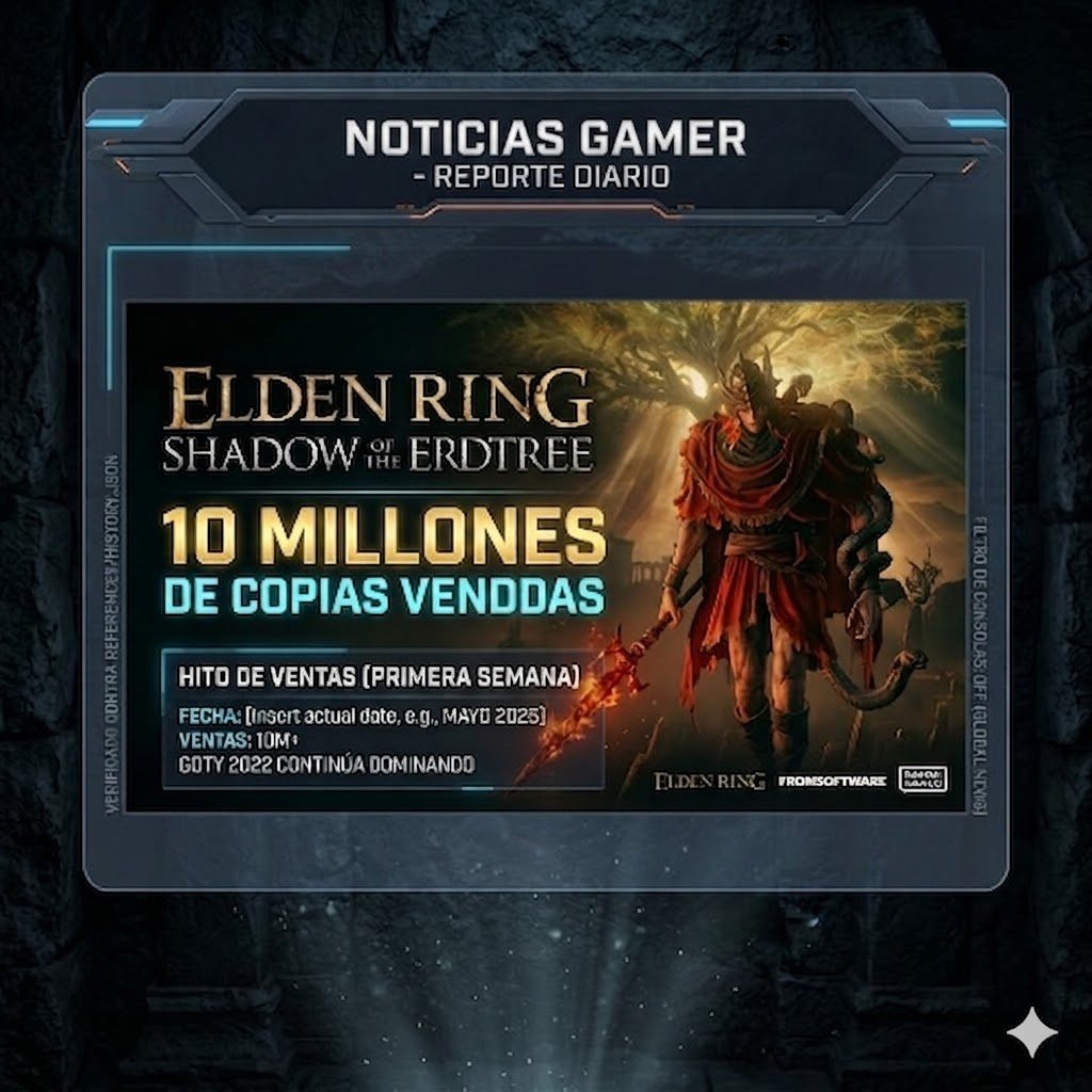 Canal_Leebyte's tweet photo. ¡Confirmado! La nueva expansión de 'Elden Ring: Shadow of the Erdtree' rompe récords con 10 millones de copias vendidas en su primera semana. El GOTY de FromSoftware sigue dominando la conversación global. ⚔️🔥

#EldenRing #ShadowOfTheErdtree #GamingNews https://t.co/pdMMdUkMqj