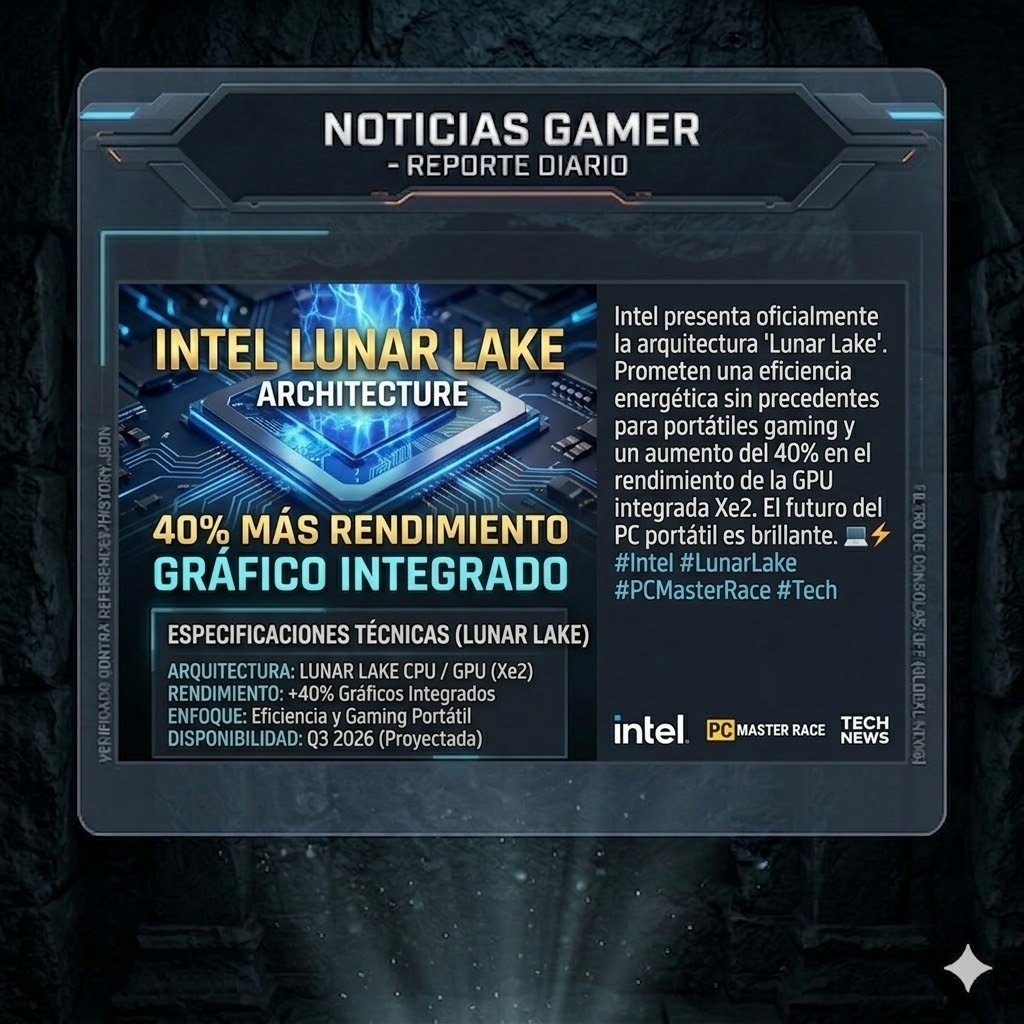 Canal_Leebyte's tweet photo. Intel presenta oficialmente la arquitectura 'Lunar Lake'. Prometen una eficiencia energética sin precedentes para portátiles gaming y un aumento del 40% en el rendimiento de la GPU integrada Xe2. El futuro del PC portátil es brillante. 💻⚡

#Intel #LunarLake #PCMasterRace #Tech https://t.co/OdPTcVpOjJ