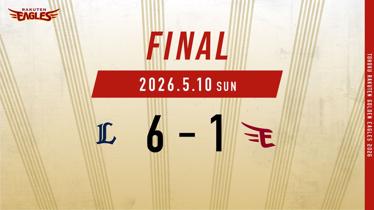 2026.5.10 vs.埼玉西武
【試合結果： L 6-1 E】

#RakutenEagles #強鷲革新