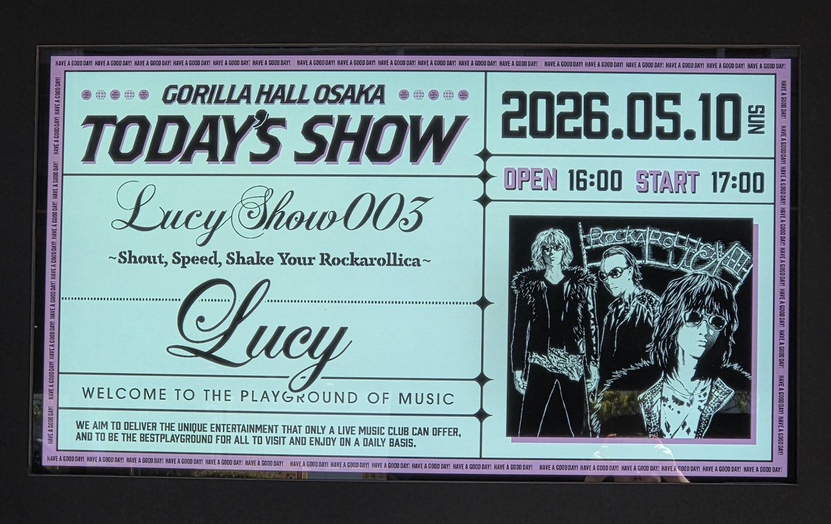 kyo_0518's tweet photo. Lucy Show 003 大阪ゴリラホール公演、今夜はめっちゃ楽しい夜になりました☆
メンバーの皆さん、スタッフの方ありがとうございました♪
Kiyoshiさんの笑顔いただきました😉
#Lucy 
#ROCKAROLLICA https://t.co/wAN5qyaJkB