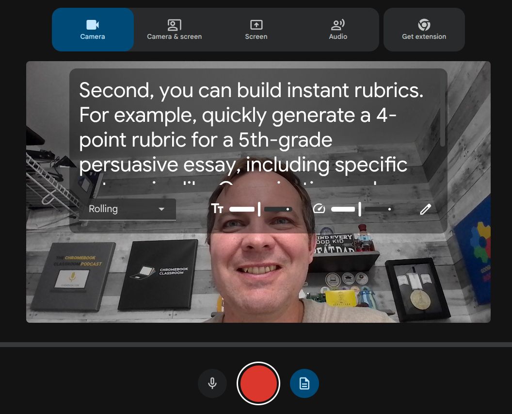 jrsowash's tweet photo. Google Vids has a built in teleprompter to help you record smooth, professional video. Your script appears over your video so that you can read while looking directly into the camera. Look for the "record" button on the far right side of the screen.
#GoogleEDU #GoogleVids https://t.co/DHhDJ3u6RK