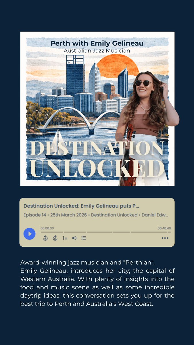 DanielEdwardUK's tweet photo. I want to go back to #Australia next winter (Australian summer). Have you been to #Perth? I love it! If you're thinking of visiting, listen to this #TravelPodcast with local jazz musician Emily Gelineau: https://t.co/NdVNwa8hCF https://t.co/lgj6goCQQZ
