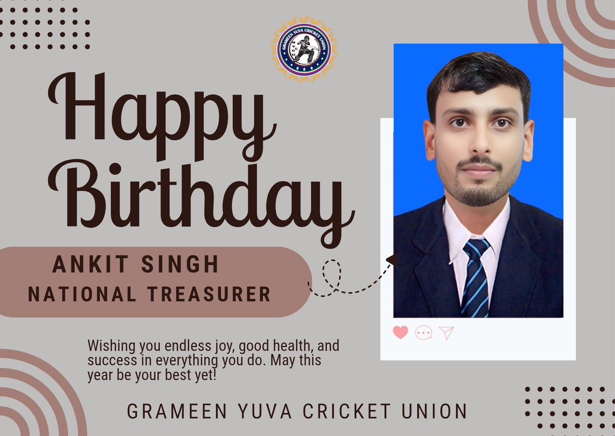 gycuaspl's tweet photo. Hearty congratulations from the Grameen Yuva Cricket Union (GYCU) family on your birthday! Your hard work and dedication always keeps our team strong. May God bless you with health, happiness and new heights of success. Happy Birthday!
GYCU Family https://t.co/lW4V9zdh3R