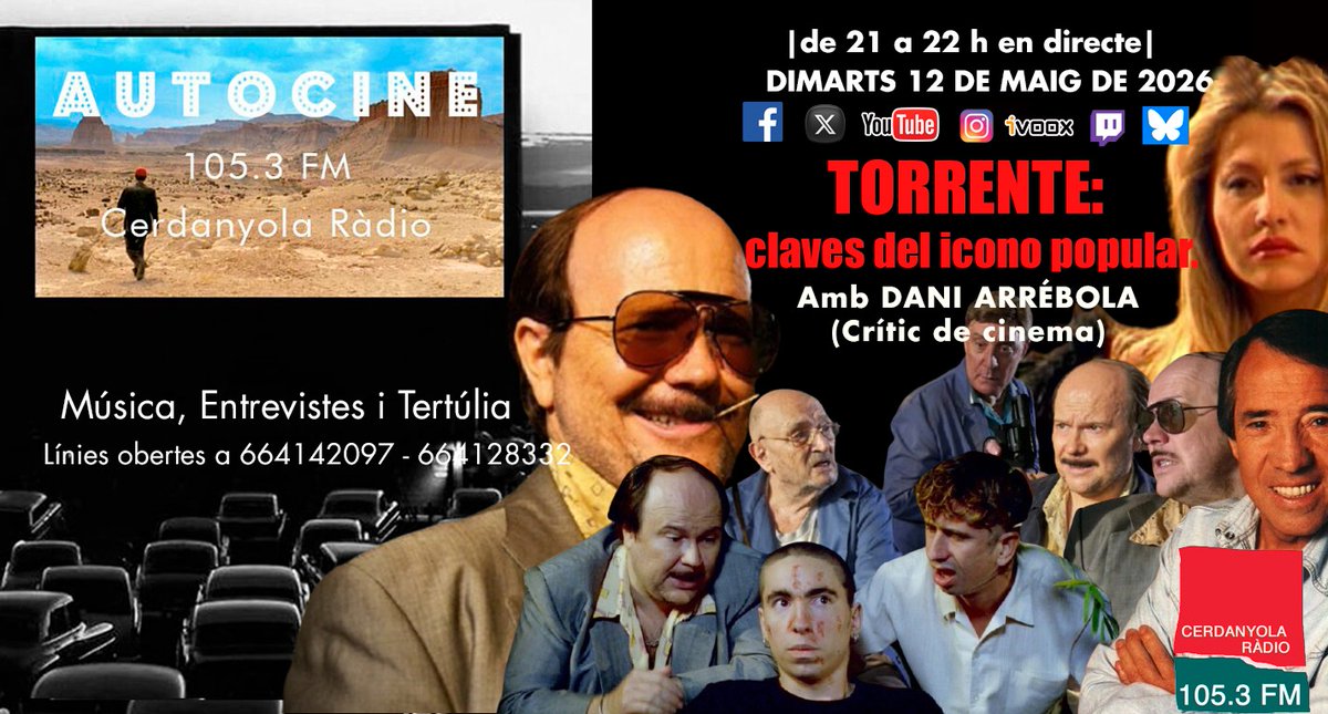 AutoCineCdV's tweet photo. Dimarts, un nou Auto Cine amb un personatge que ha tingut sis pel·lícules, un paio fastigós que va néixer com una crítica i s'esdevé un model per alguns. 👇 https://t.co/NPlxsr7CI9