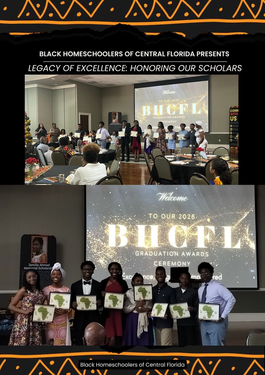 BHCFLStrong's tweet photo. Legacy of Excellence: Honoring Our Scholars 🎓✨
As we close out another incredible school year, Black Homeschoolers of Central Florida, Inc. proudly celebrates the achievements, growth, leadership, and hard work of our students at our Graduation Awards Ceremony. https://t.co/NWB3KxBk11
