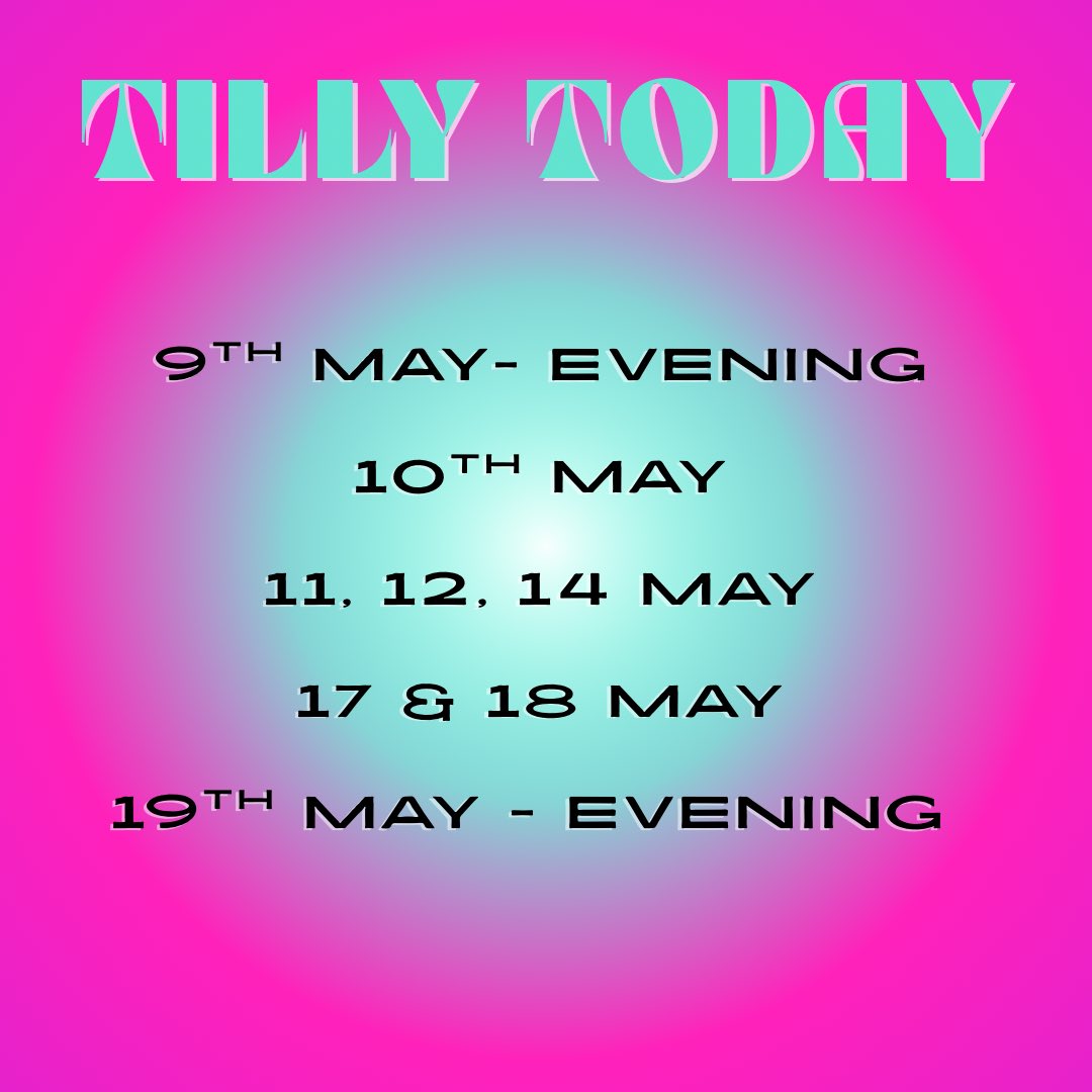 tilly__today's tweet photo. Here’s when you can find me in May before I’m off on my hot euro summer https://t.co/Hk6f5qEsGg