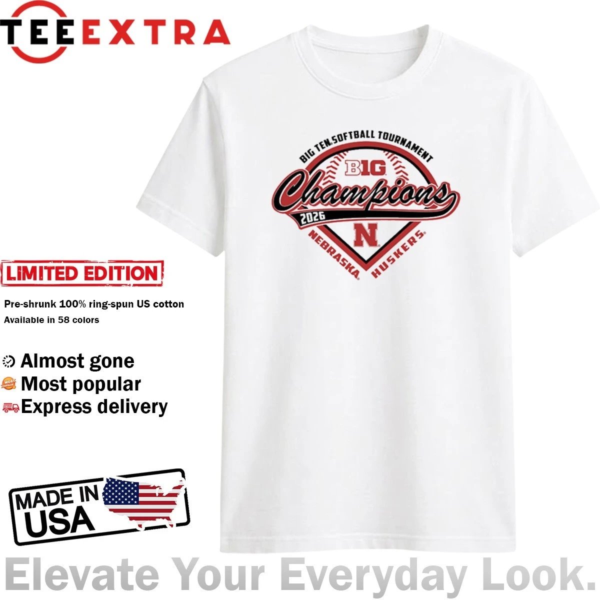 Teeextrashop's tweet photo. Lincoln, Nebraska: Home of the 2026 Champions! 🌽🏆 Celebrate the hometown victory with this special edition Cornhuskers Big Ten Tournament Champions shirt.

Order today: https://t.co/w6RPxC69o9

#LincolnNE #Huskers #SoftballChampionship #BigTen #NebraskaPride https://t.co/Jku5MXkPp2