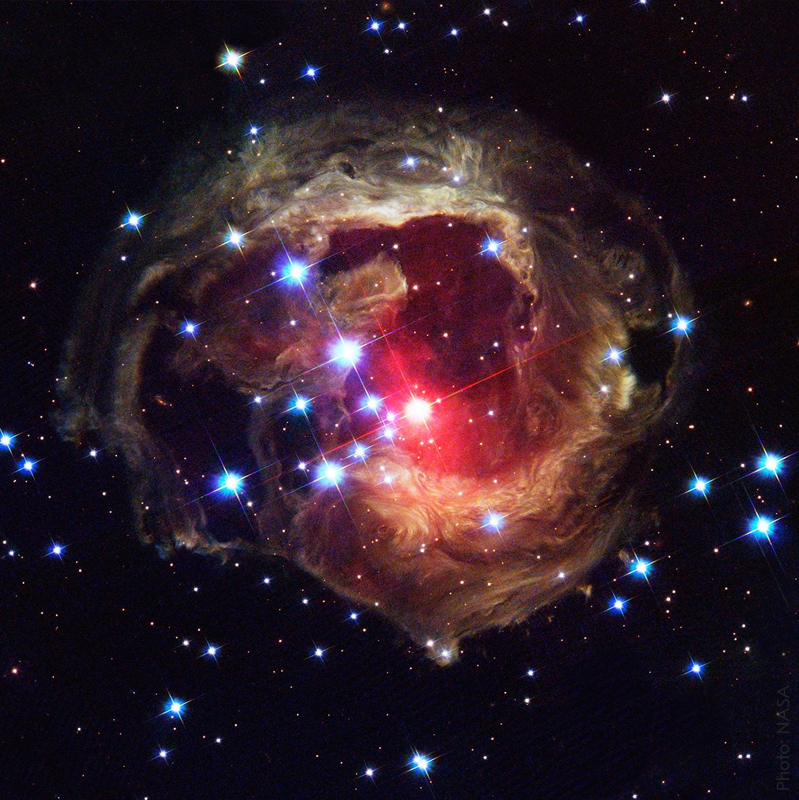 NobelPrize's tweet photo. This image taken by @NASAHubble was only possible thanks to physics laureates George Smith and Willard Boyle who invented the CCD sensor – which allowed us to capture light electronically instead of on film.

Photo: The Hubble Space Telescope's image of the star V838 Monocerotis. https://t.co/O1altu3uLk