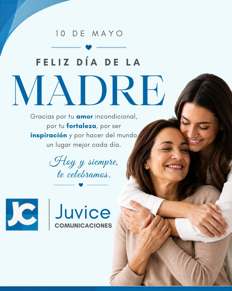juvicecomunica's tweet photo. No existe superpoder más grande que el de una madre. 💪💙
Desde Juvice Comunicaciones les deseamos un hermoso #DíaDeLaMadre a todas las mamás que mueven el mundo. 🌍

¡Hoy y siempre las celebramos! 🌸 #10DeMayo #Mamá https://t.co/Y9a6wDi3r7
