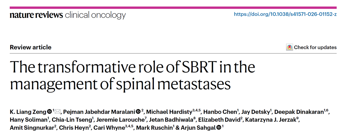 CTuscanoMD's tweet photo. More than a review: a mini-treatise on spinal oncology.

Two crucial lessons for #radonc:
• SBRT patient selection must be driven by SINS stability criteria;
• the thecal sac may represent a “natural PRV” for spinal cord constraints.
Outstanding clinical insights ! https://t.co/54LCgD4EnW