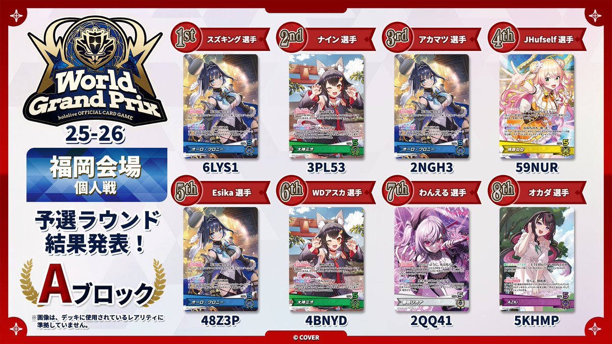 ホロカWGP 25-26 福岡】 🎉大会本戦 （個人戦）Aブロック 大会結果速報
