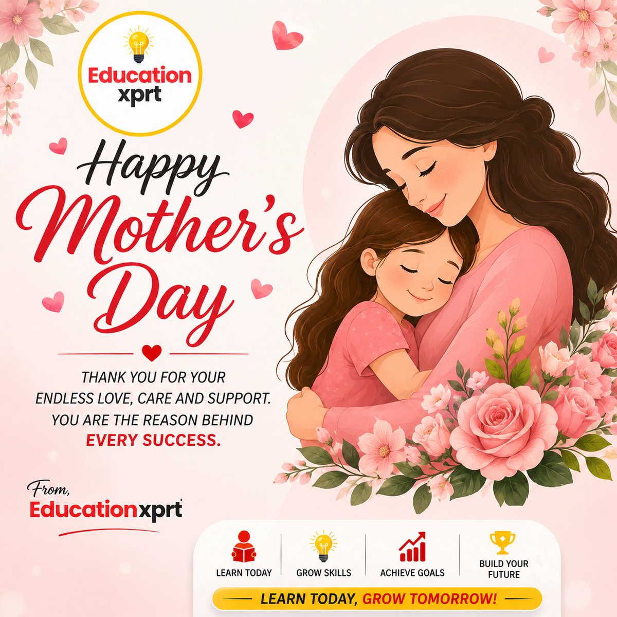 educationxprt's tweet photo. 🌸 Happy Mother’s Day 🌸

A mother is the first teacher, strongest supporter, and biggest inspiration in every child’s life ❤️✨ Thank you for shaping bright futures and strong dreams.
💖 Wishing all moms a day filled with happiness, love, and respect.
— Team EducationXprt https://t.co/gvRJRCLYe7