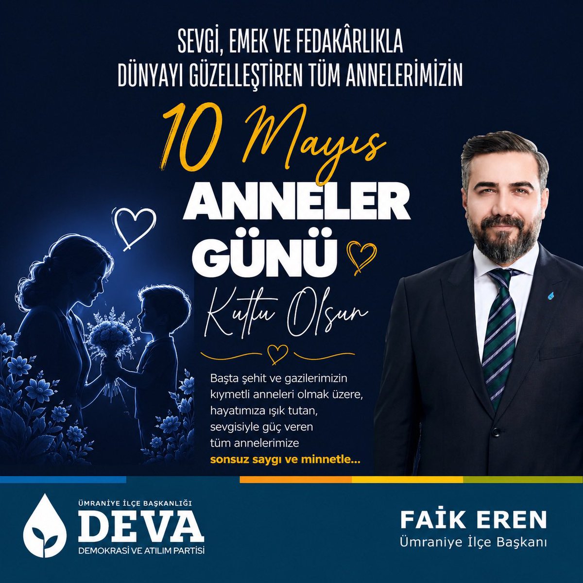 FaikEren_'s tweet photo. Başta evlatlarını büyütürken kendinden vazgeçen annelerimiz olmak üzere; sevgiyi, sabrı, fedakârlığı ve merhameti hayatımıza işleyen tüm annelerimizin #AnnelerGünü kutlu olsun.
Bir toplumun vicdanı, annelerinin yüreğinde şekillenir. 🌸 https://t.co/8O69ffGVmj