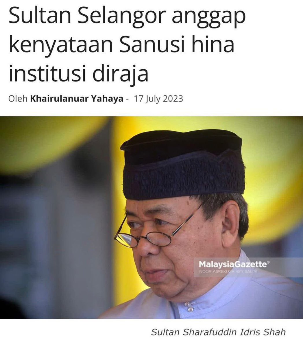 liyana_marzuki's tweet photo. MURKA

Kita menyokong penuh sesiapa pun yang mempertahankan Raja2 Melayu. Pemimpin DAP yang ketegaq kita wajib sanggah. 

Tapi saya nampak, terlalu all out pemimpin dan penyokong PAS/ Perikatan Nasional guna isu ini. 

Adakah mereka lupa mereka pernah buat Agong dan Sultan murka? 

Ok nak pertahankan Raja. Tapi jangan hanya guna Raja bila convenient. 

Bila kena selera politik, Raja dipertahankan. Bila tidak, Sultan dan Agong pun dilanggar sampai murka.

Perlu lah konsisten. 

Tahun 2023, bila DS Sanusi memperlekehkan Sultan Selangor, dan baru-baru ini polemik melibatkan Raja Perlis tentang pertukaran MB, kita lihat bagaimana Raja-Raja turut dicaci oleh penyokong tegar mereka. 

Ronnie Lui kita memang tahu derhaka. Sudah pernah kena dakwa. 

Tapi bila pemimpin Melayu kita buat Sultan murka dan dukacita, setakat ini tiada tindakan juga. 

Adakah mereka kalis derhaka? 

Salam hormat,
Liyana Marzuki
