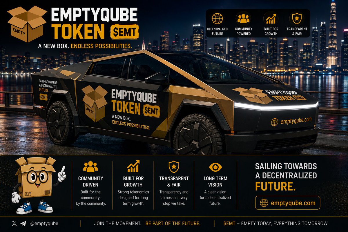 Emptyqube1's tweet photo. EMPTYQUBE Token is built for bold vision, strong community momentum, and a future where innovation moves without limits.

A new box. Endless possibilities. Full speed ahead.

Website: https://t.co/CqizOEC2LA

#EMPTYQUBE #EMT #Crypto #DeFi #Web3 #Community https://t.co/DCIxb9rw4a