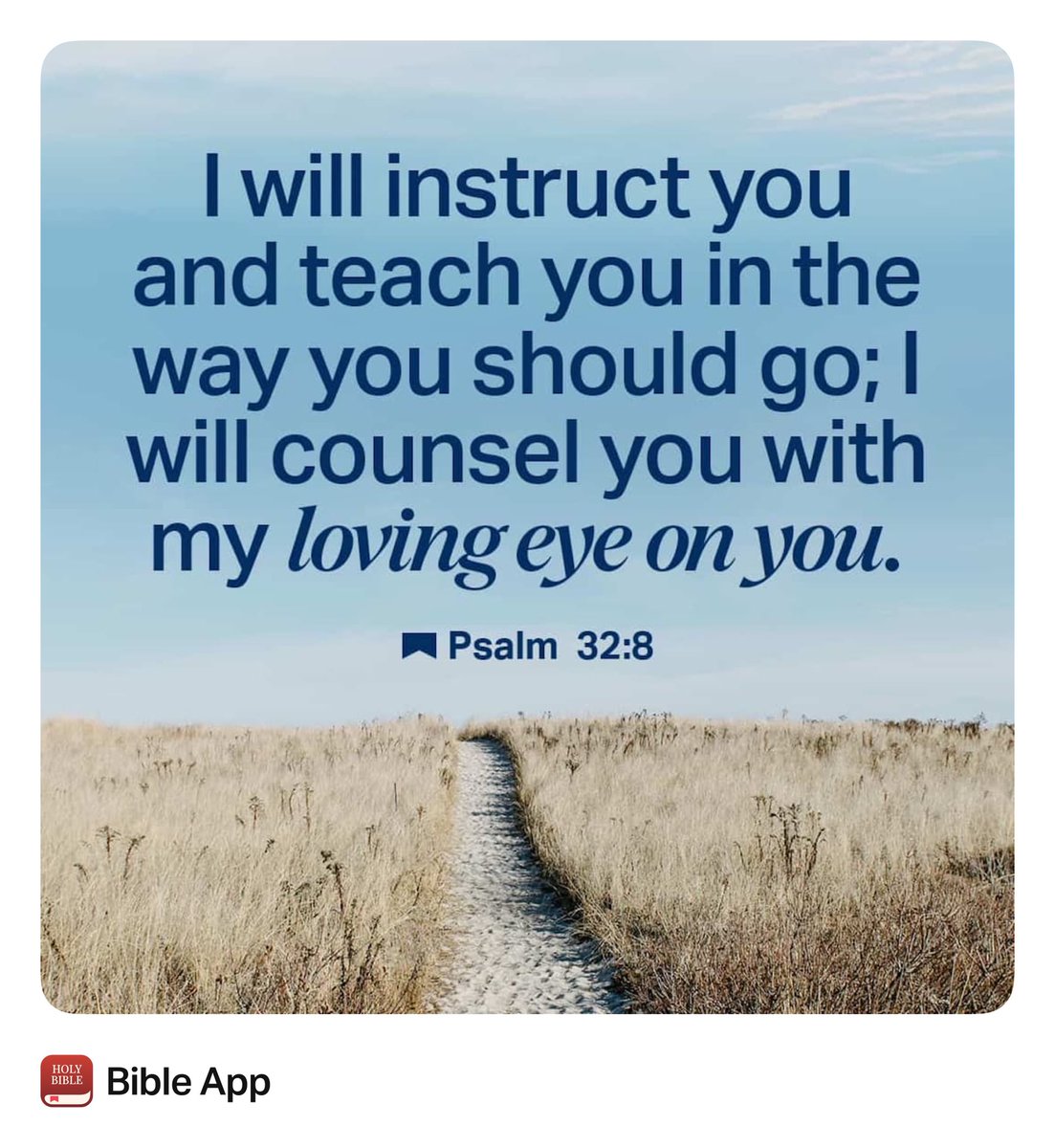 God will instruct you and teach you in the way you should go; God will counsel you with His loving eye on you. Do not be like the horse or the mule, which have no understanding but must be controlled by bit and bridle or they will not come to you.