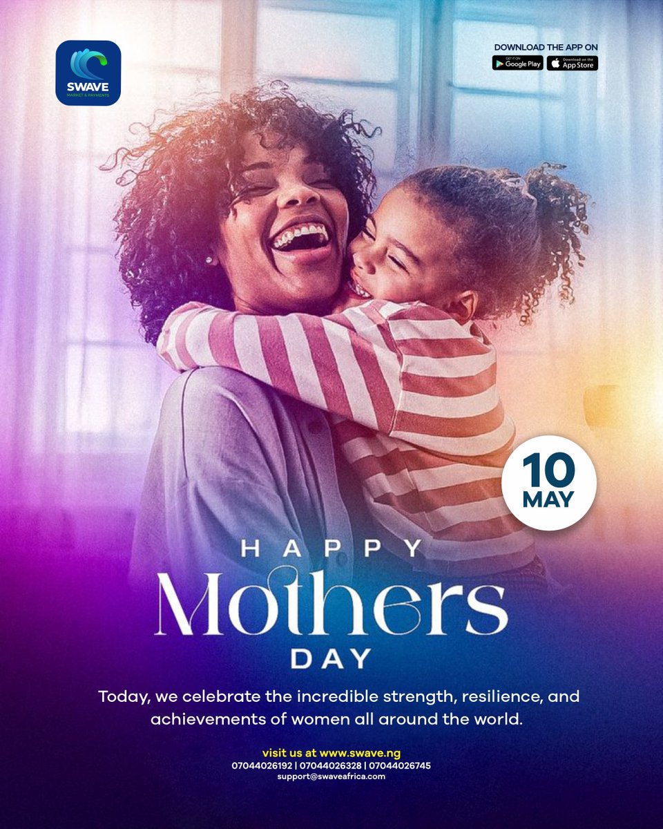 swavework's tweet photo. To every Mum and the ones to come.
Thank you for Sacrifice.

Happy Mothers Day.
Your effort will not be in Vain

#happymothersday #swave #amvca https://t.co/l9ARENyM13