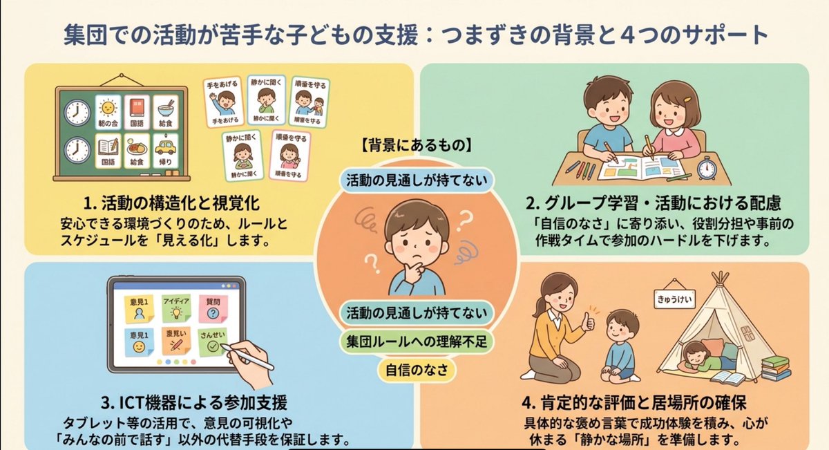 kazu_t_t0153's tweet photo. 必ず確認しておきたいこと

【友だちとのトラブルが多い子】への支援

【自分を抑えることが苦手な子】への支援

【集団での活動が苦手な子】への支援

【片付け•整理整頓が苦手な子】への支援

さらに、詳しい内容はリプライを見てください。過去のポストを貼り付けています。 https://t.co/aWswE9Ex6a