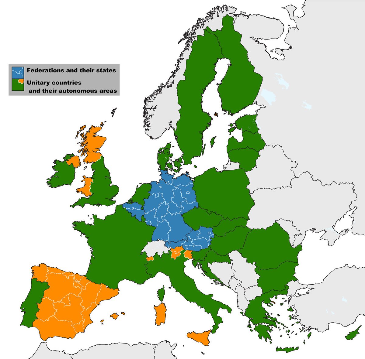 Federations and unitary states in Europe