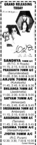 MoviesUpdatez's tweet photo. #24YearsForAllari
Hyderabad,Sandhya70 63 days run.
Replaced with #JayamManadhera
@allarinaresh #SwethaAgarwal @TanikellaBharni
@SureshProdns
A Film by RaviBabu #Allari https://t.co/gotVgBFQTe