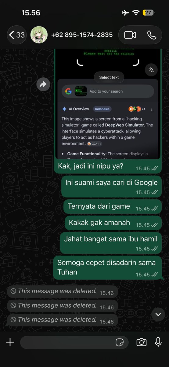 sefiiin's tweet photo. [‼️‼️‼️TOLONG BANTU SEBARIN ‼️‼️‼️]

Hari Minggu kena tipu. Nasib bgt lg hamil. Emang bodoh salah di aku langsung percaya. Ini chat2 terakhir.

Awalnya krn udah hopeless banget hampir 10 hari akun IG/FB/Threads-ku kena suspend.

Simpen ya nomor penipunya: +62 895‑1574‑2835 ‼️‼️‼️ https://t.co/AGQVqCLp4P