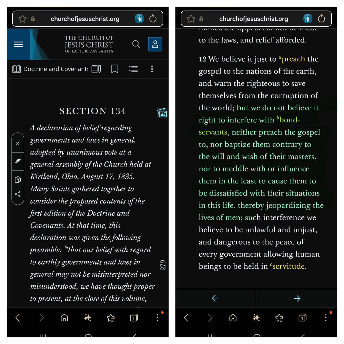 What Jesus says: 
And he said to them, “Go into all the world and proclaim the gospel to the whole creation. (Mark 16:15, ESV)

What Joseph Smith says: 
Don't preach the gospel to slaves because you don't want to upset their slave masters.
It's the restored gospel.
They