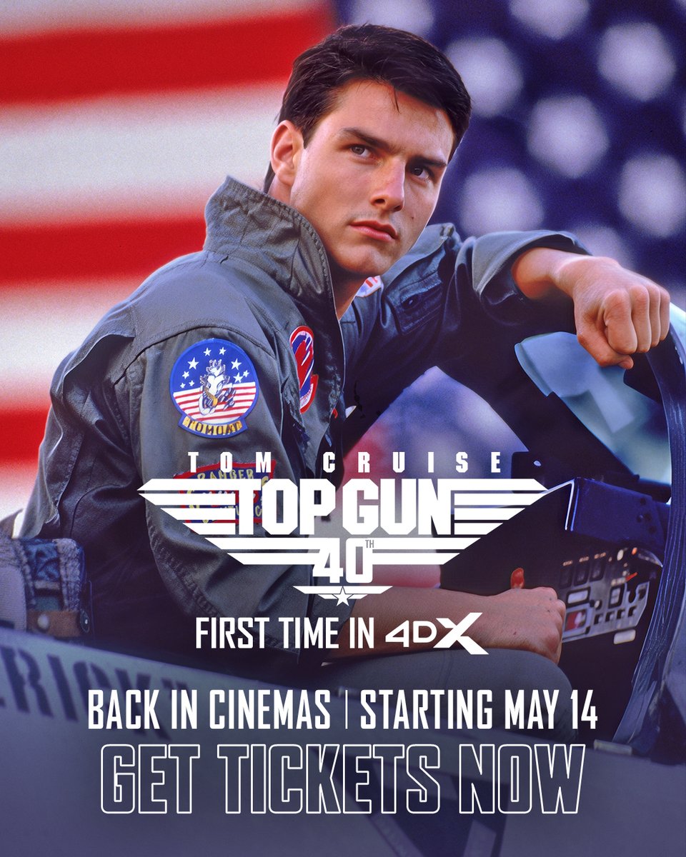 FourStarFilmsME's tweet photo. If you feel the need... Back in cinemas on May 14th. TOP GUN for the first time in IMAX, 4DX, and Screen X. #TopGun https://t.co/qOwMBzJyrY