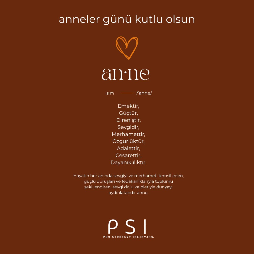 ProStrateji's tweet photo. Hayattaki en sarsılmaz güvencemiz annelerimizin sevgisidir. Tüm annelerimizin Anneler Günü kutlu olsun! 🧡 https://t.co/jbdIYp5oMn