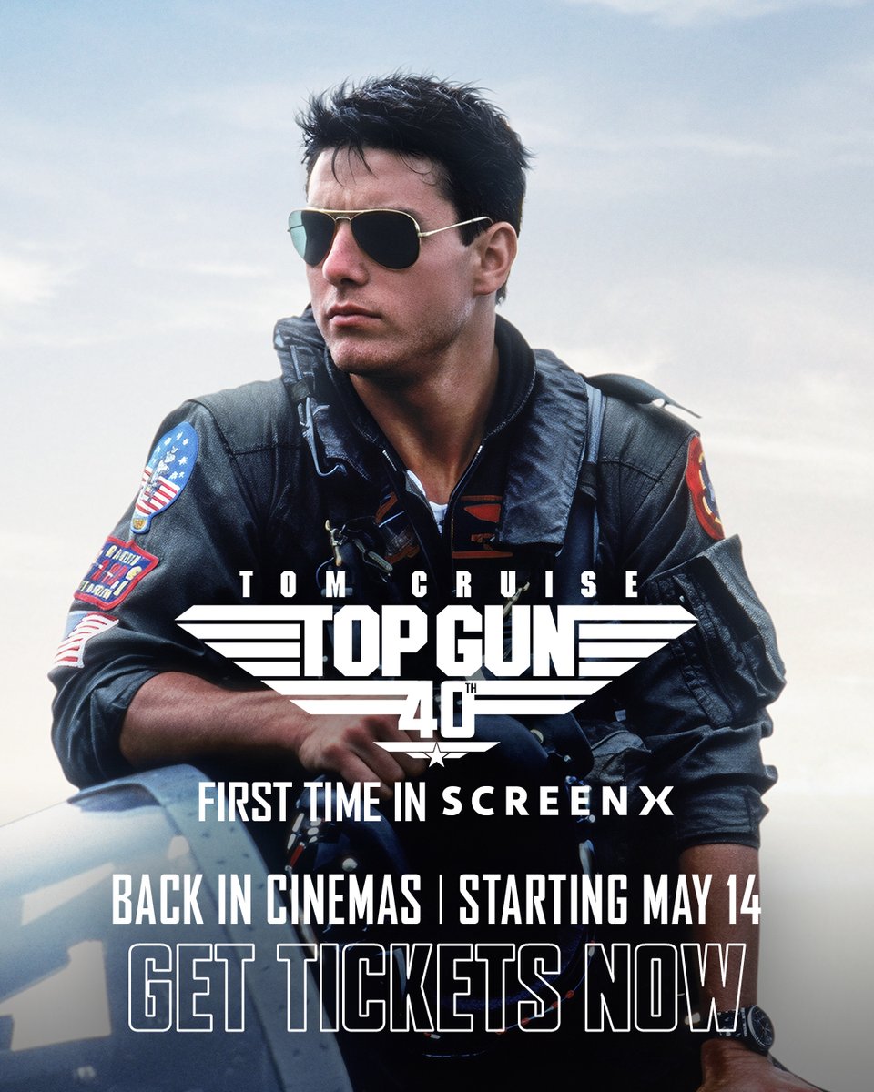 FourStarFilmsME's tweet photo. If you feel the need... Back in cinemas on May 14th. TOP GUN for the first time in IMAX, 4DX, and Screen X. #TopGun https://t.co/qOwMBzJyrY