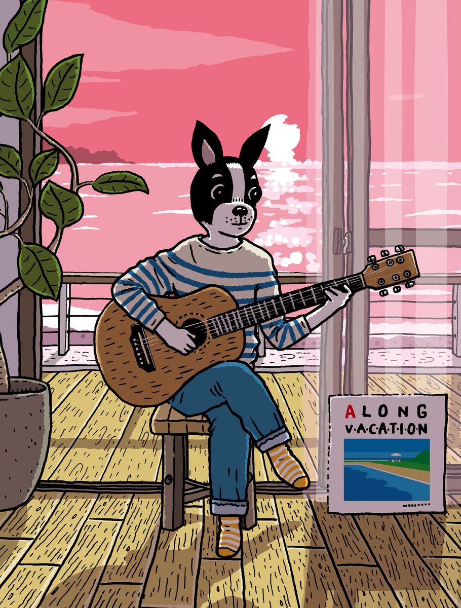 bosterri_kun's tweet photo. イラスト描きました 。 
ボステリくん、アコギを弾く🤓
#bostonterrier #イラスト #illustrationartr #ALONGVACATION https://t.co/ulifk0ndH9