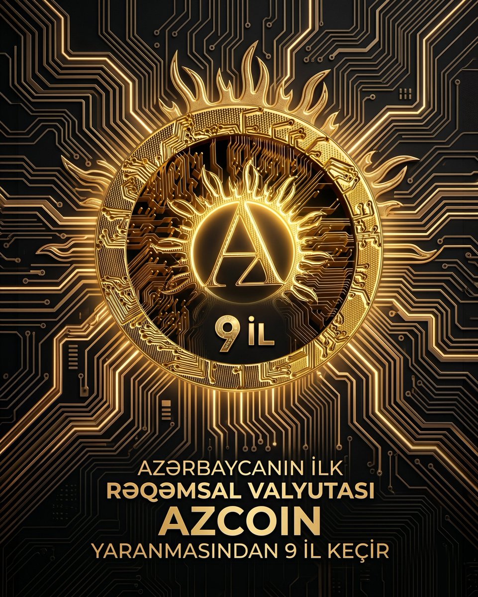 AzcoinAz's tweet photo. Azərbaycanın ilk rəqəmsal valyutası "AzCoin"-nin yaranmasından 9 il ötür.

Doqquz il əvvəl milli intellektin məhsulu olaraq təməli qoyulan AzCoin, dövlətimizin rəqəmsal suverenlik strategiyasına xidmət edən strateji bir innovasiya aktıdır.
#AzCoin #ilkrəqəmsalvalyuta https://t.co/2Q70mguba1