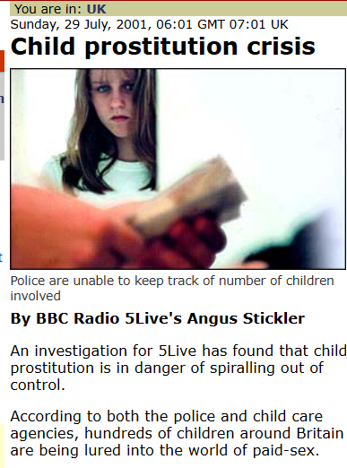 We're <a href="/RubyBeech/">Ruby B</a> discussing Gordon Brown's notorious 2008 memo that child victims of Pakistani rape gangs should be seen as prostitutes who are consenting. She quotes BBC Verify 🙄 to debunk my claims. This is how the BBC reported grooming gangs in 2001. 

"Child prostitution