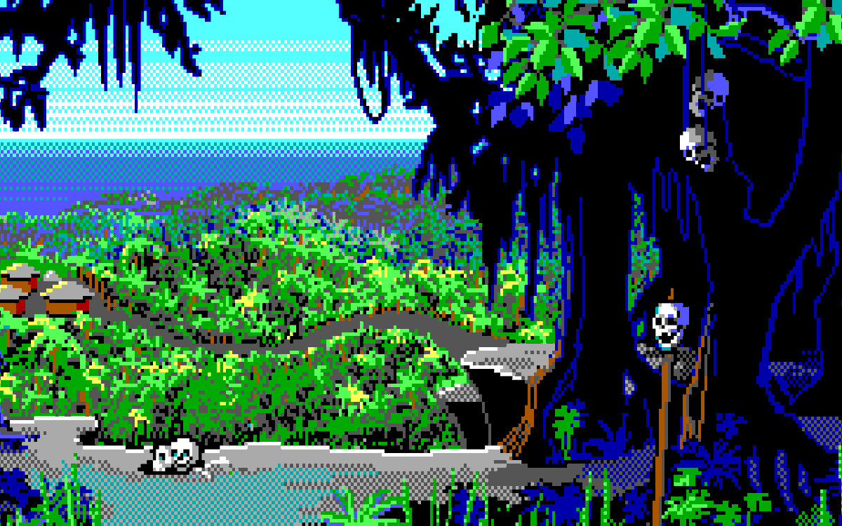 legendofmi's tweet photo. Deleted scene from The Secret of #MonkeyIsland shared by The Video Game History Foundation during the Monkey Island 30th Anniversary.

First image is the EGA (16-colour), second is the VGA (256-colour). https://t.co/MTvCF36DVY