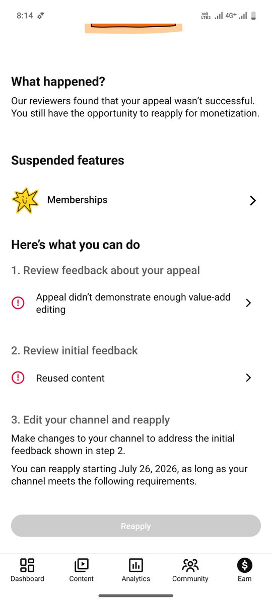 Shubha555's tweet photo. Hey @TeamYouTube my appeal was rejected for “reused content” but I use my own voice, show my face, and do original editing. Please review again with a human reviewer 🙏 Why does small creators always suffer ?? @TeamYouTube @YouTube @nealmohan  @YouTubeCreators https://t.co/K8itMfYAWw