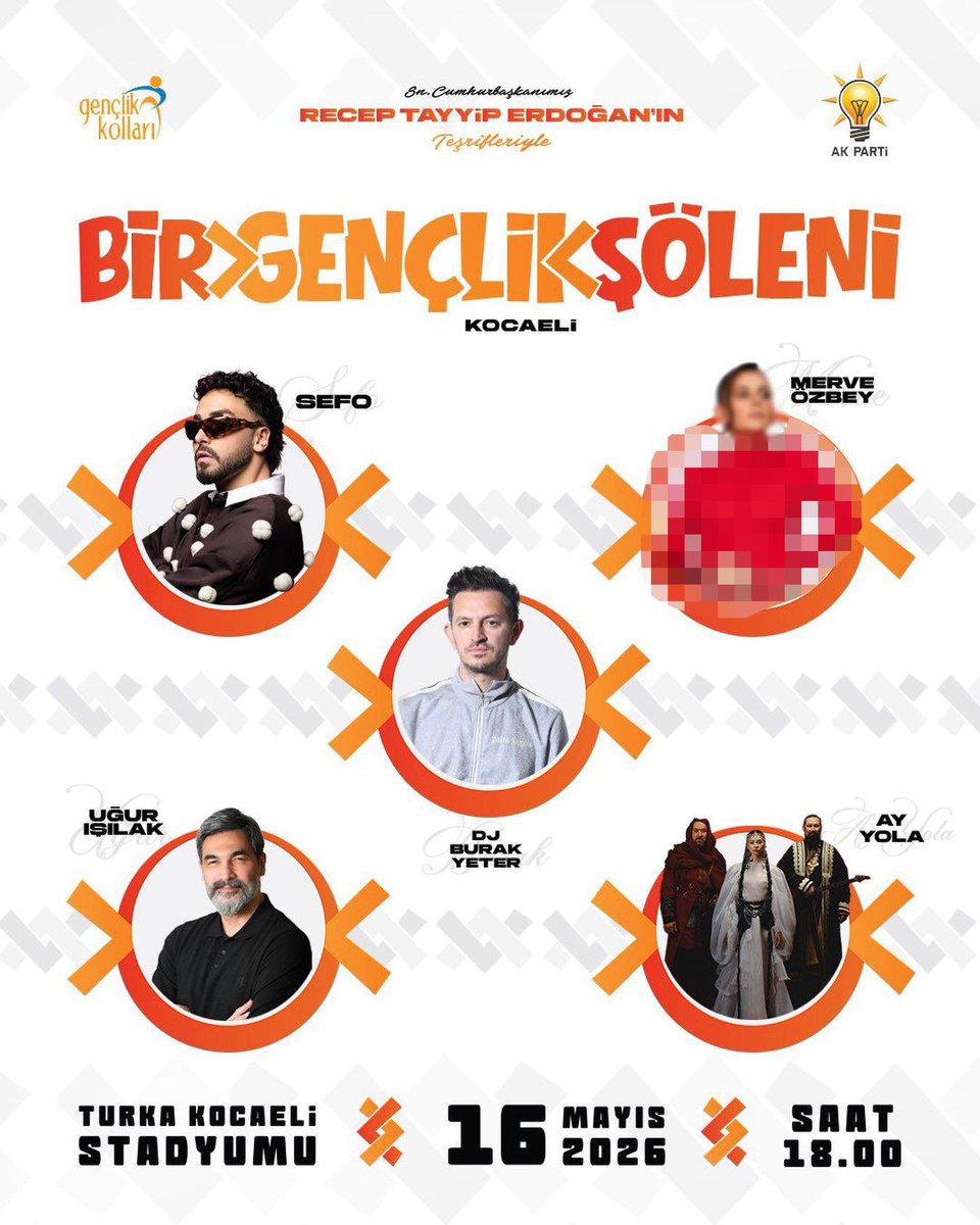 sagcigazete's tweet photo. AK Parti Gençlik Kolları etkinliğinde LGBT destekçisi Merve Özbey konser verecek.

Programa Cumhurbaşkanı Erdoğan da katılacak. https://t.co/Va5RW39qye