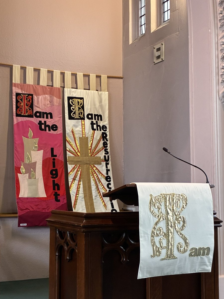 EarlsdonMC's tweet photo. Today we are dedicating the beautiful new “I am” banners. Our banner group have been working very hard 🪡🧵🙏 https://t.co/q9Z0yCeUAR