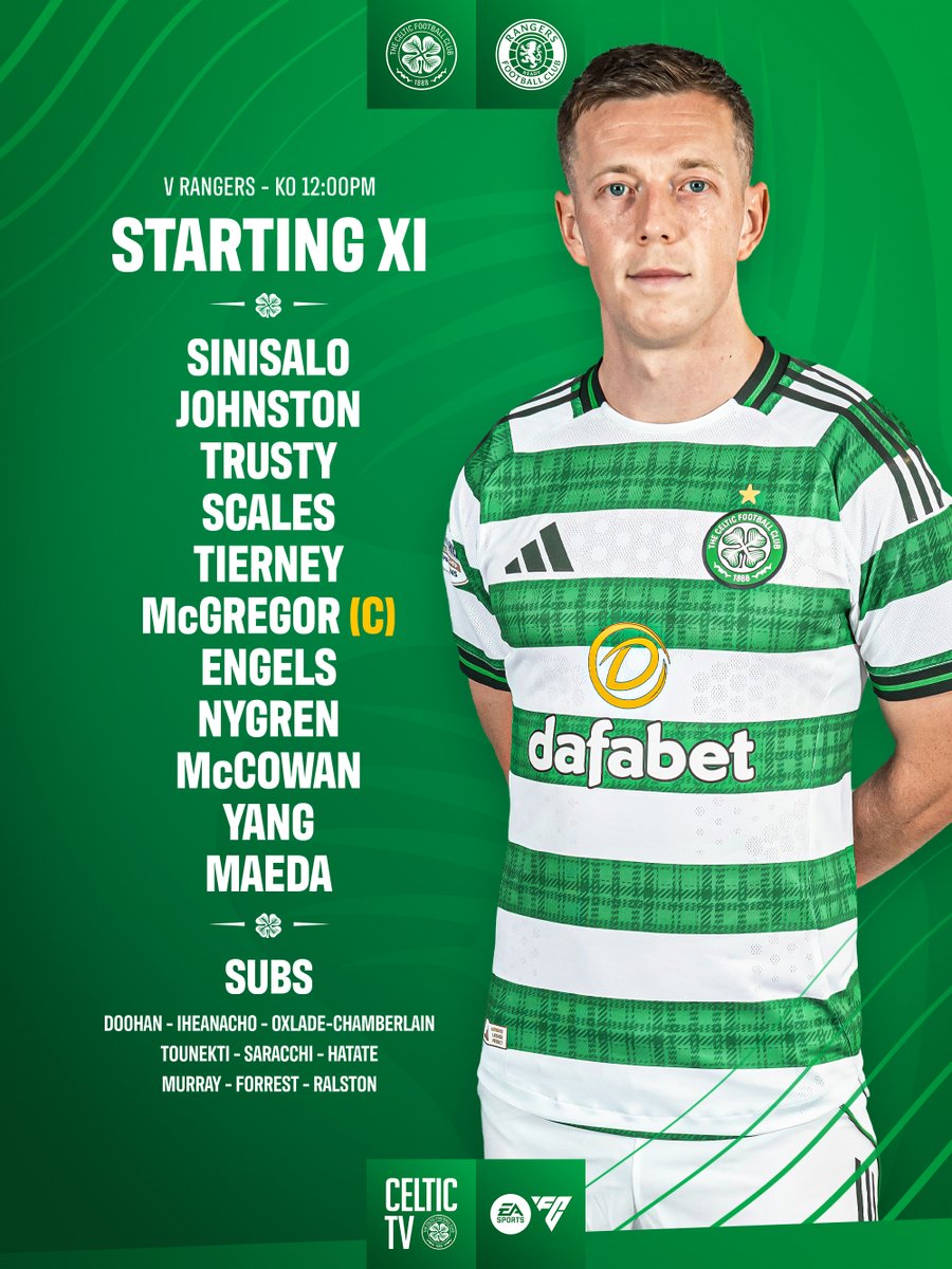 🔢 Our XI to face Rangers

#CELRAN | #CelticFC🍀