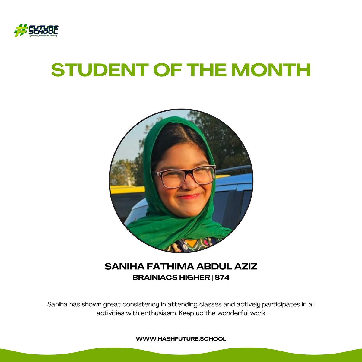 hashfutureed's tweet photo. Saniha continues to impress with her active participation and consistent class attendance! 🌟
#StudentOfTheMonth https://t.co/DGgYesqGib