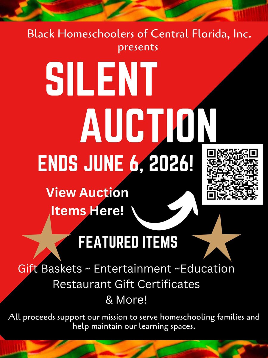 BHCFLStrong's tweet photo. Support Education, Empowerment &amp; Community! 
The public is invited to explore the amazing items in the Black Homeschoolers of Central Florida, Inc. Silent Auction! https://t.co/0hQZqDeOE7 
From family experiences and local attractions to special gifts and more.
✨ Bid. Support. https://t.co/36sop73wRr