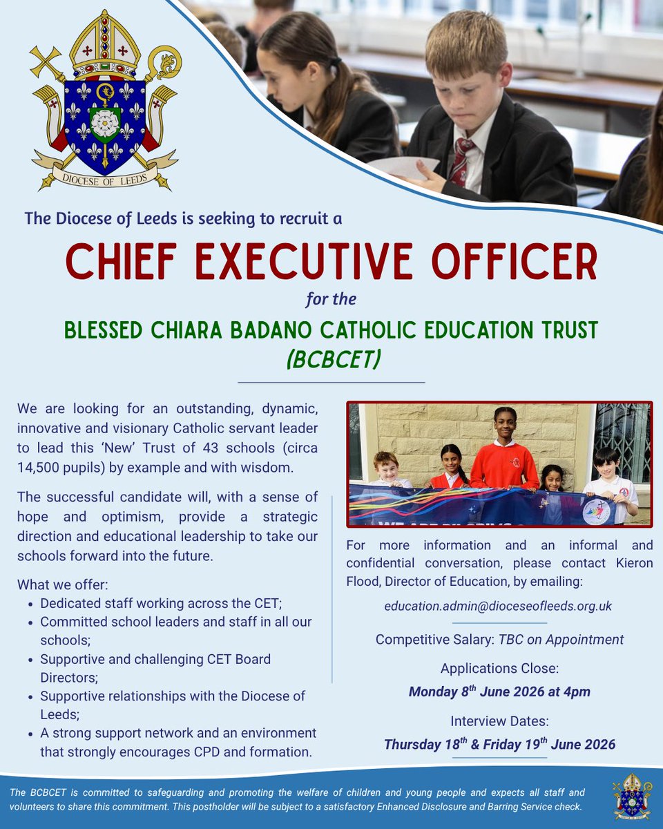 Vicariate for Education - Diocese of Leeds tweet media