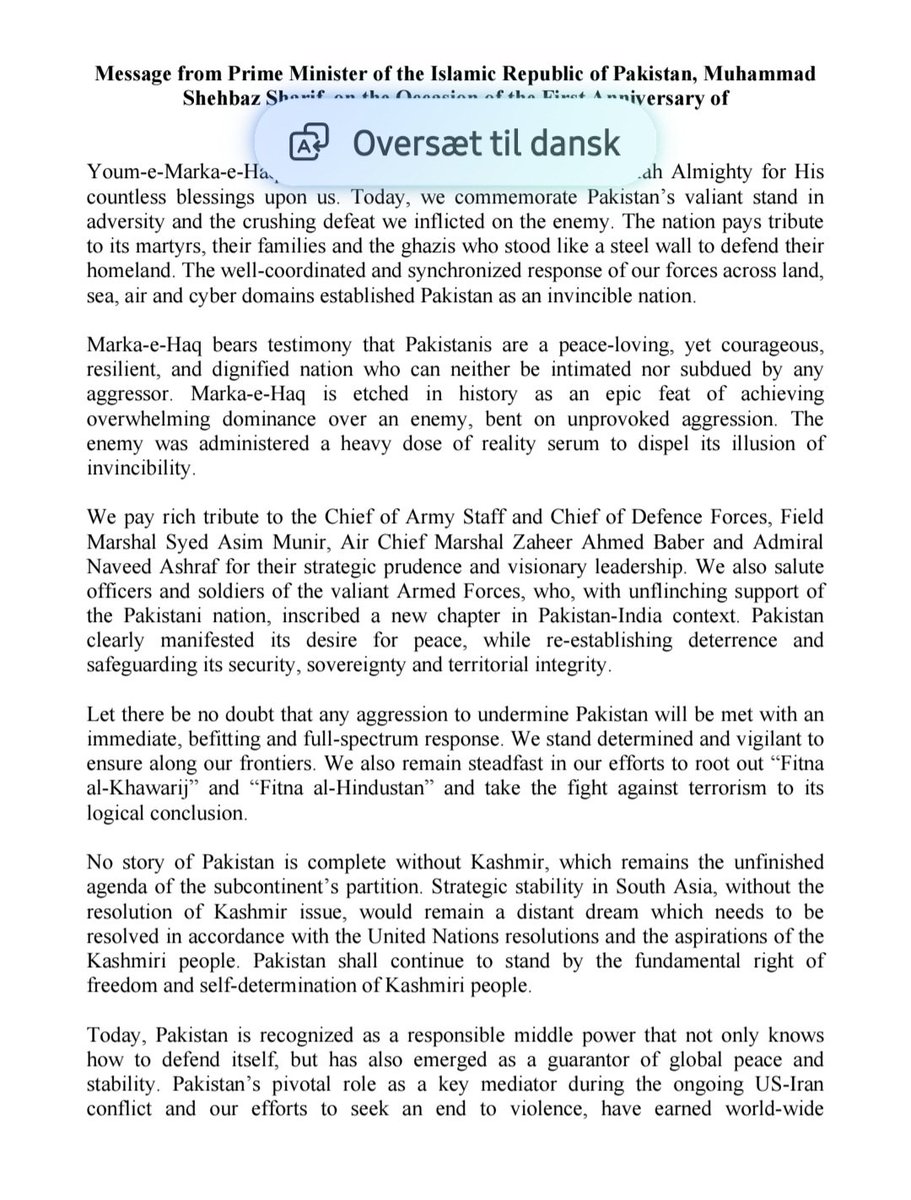 PakinDenmark's tweet photo. Messages from the President and Prime Minister of Pakistan on the First Anniversary of Marka-e-Haq 🇵🇰 https://t.co/id0jZ8ZAa3
