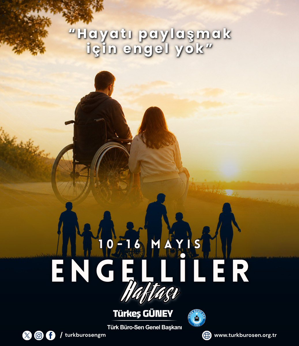 TurkBuroSenGM's tweet photo. 📌 En büyük engel Sevgisizliktir. Engelli vatandaşlarımızın sorunlarının farkında olup, çözüme kavuşturulması dileğiyle 10 - 16 Mayıs Engelliler Haftası kutlu olsun.
#EngellilerHaftası https://t.co/jmcDjaGPPS