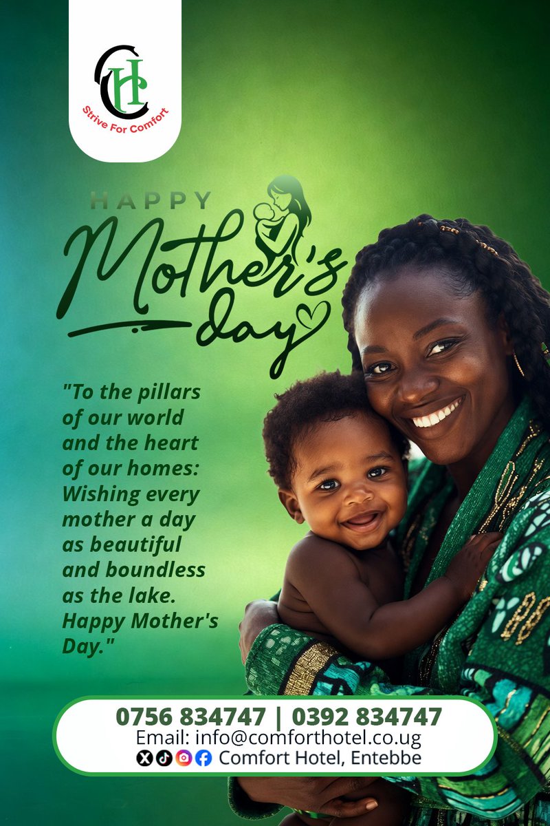 ComfortHotelUG's tweet photo. We join the world in celebrating all mothers 💐 Join us at Comfort Hotel Entebbe as we honor the queens who make life beautiful.
#MothersDay2026 #ComfortHotelEntebbe https://t.co/TjSqAwi9Im