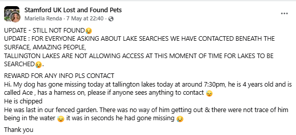 qu1ncey's tweet photo. #stolendoghour

Missing from a fenced garden at #TallingtonLakes

https://t.co/xR4t3LD4w2

#Lincs #Camb #Leics border @leicspolice @CambsCops @LincsPolice @BBCRadioLincs @looknorthBBC @CambsCC @LincsLive @lincsblogger @leicslive @TallingtonLakes @Mercury1712 @MissingPetsGB https://t.co/QK744WJd0J