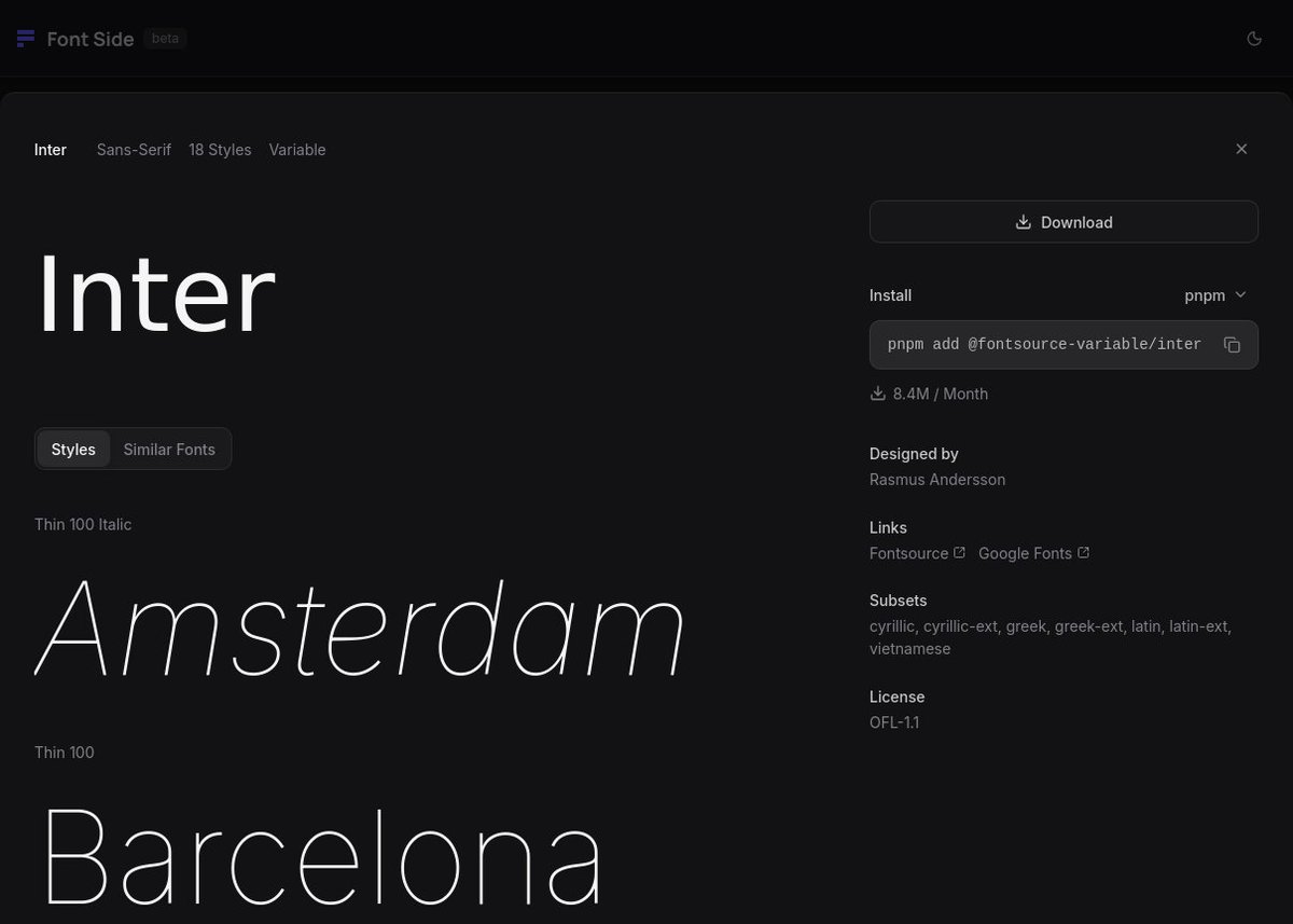 x0aa7i's tweet photo. Font Side now supports late-night font browsing. https://t.co/sAoja9armY