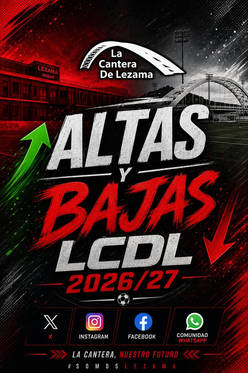canteradelezama's tweet photo. 📌 Altas y bajas LCDL 2026/27
(se irán actualizando las tablas). 
Quedará fijado en nuestro TL hasta el comienzo de la temporada.
🦁🔴⚪️
👇🏽
https://t.co/m5Whc6oxrm https://t.co/U3oR7fAXqX