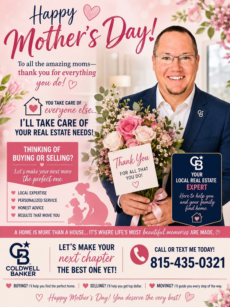 GoudreauRealtor's tweet photo. Happy Mother’s Day to All Our Favorite Ladies! 
#whatsgoudinrealestate 815-435-0321 https://t.co/cEduIn29PS
